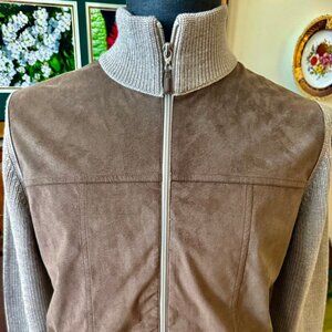GRAN SASSO 100% Wool & Alcantara Full-Zip Jacket, Lt Mocha Suede, New w/oT Sz 50